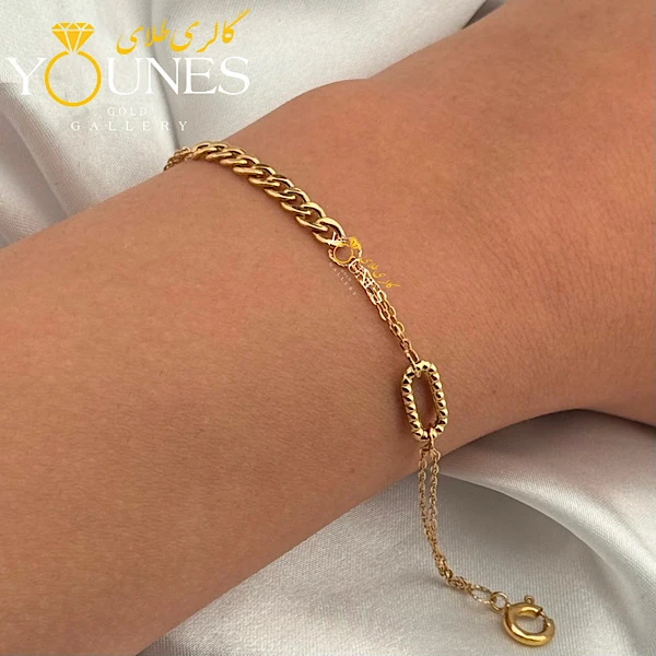 دستبند تمام طلا کارتیر بیضی تراش دار